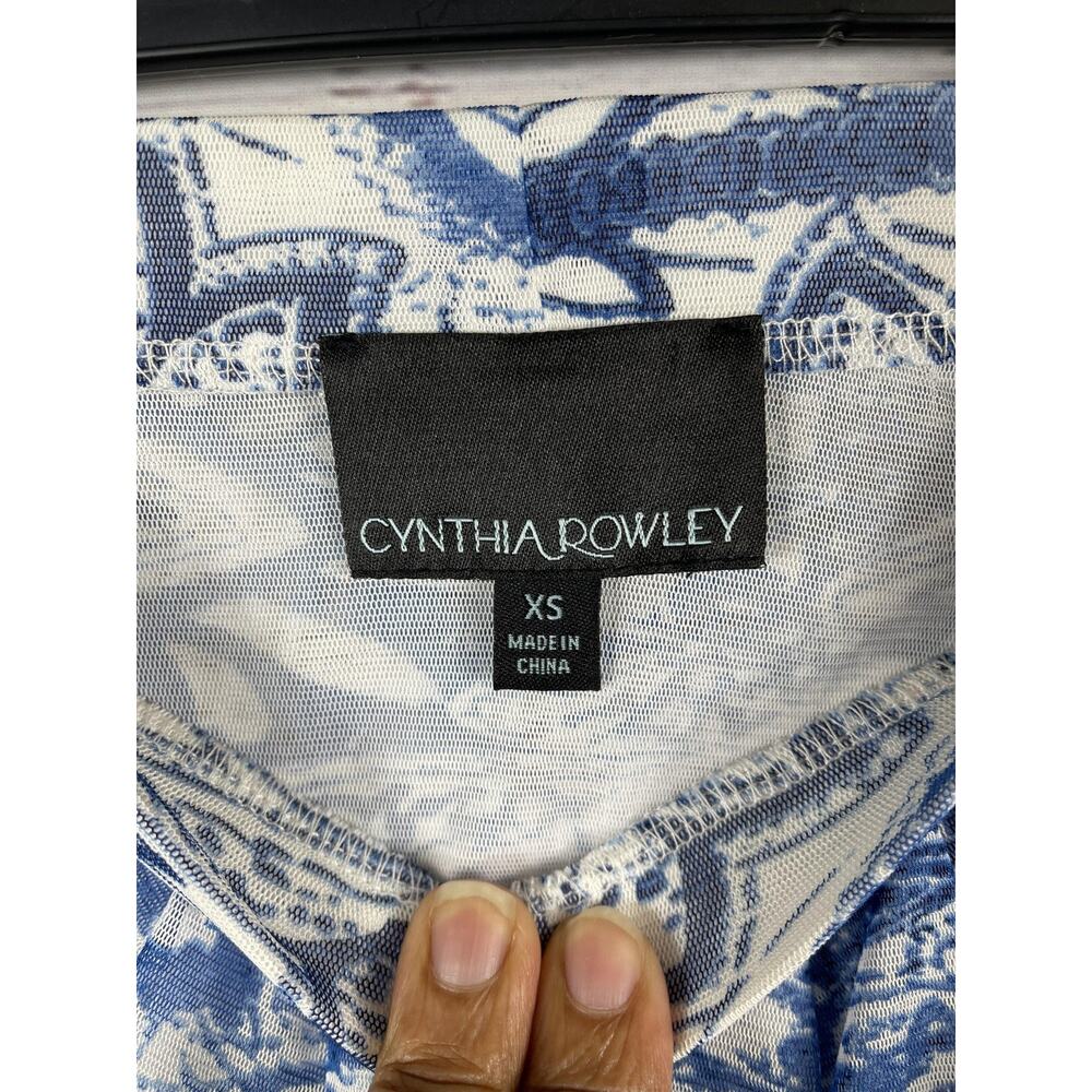 Cynthia Rowley Dress Women's SZ XS Blue White Maxi Lined Paisley Boho Sleeveless - Picture 4 of 10